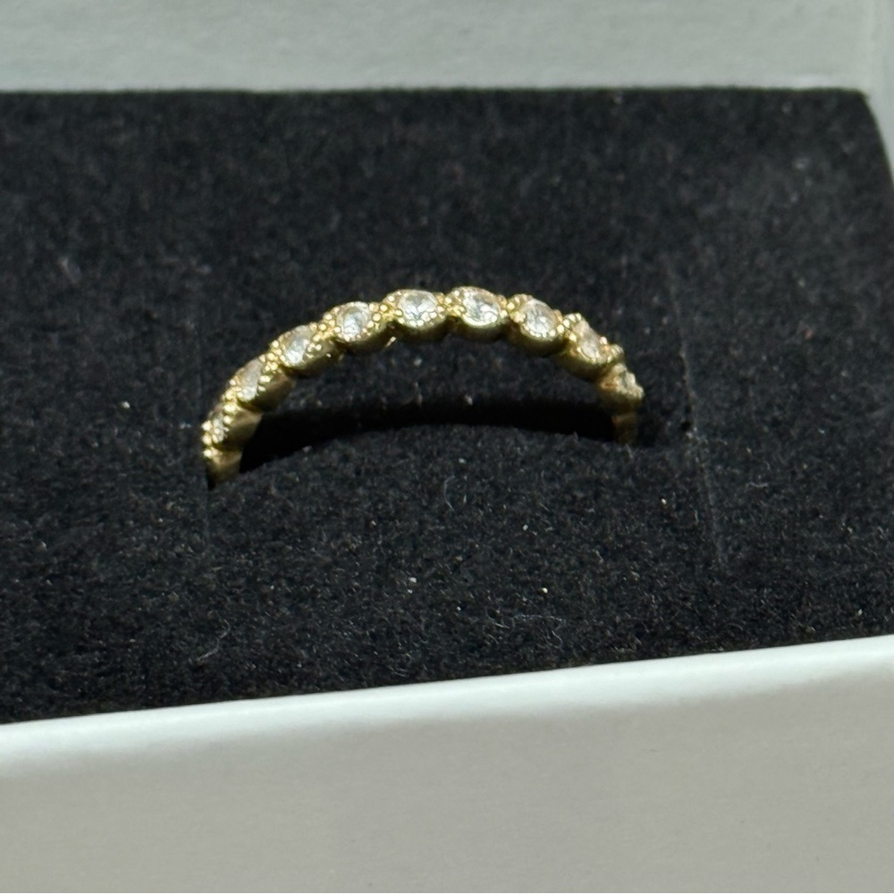 10k Solid Yellow Gold and Cz Minimalist Ring